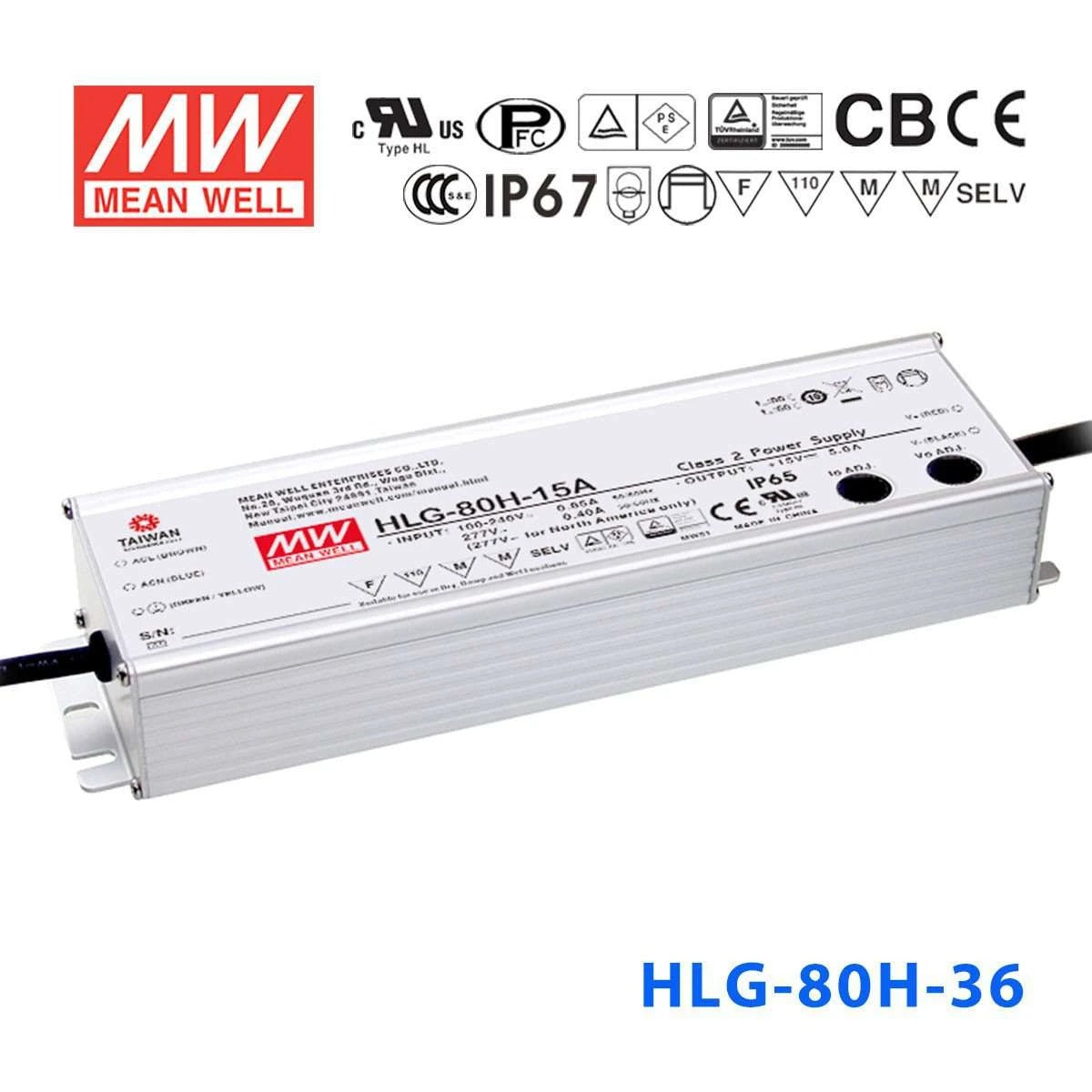 Mean Well HLG-80H-36 Power Supply 80W 36V 2.3A