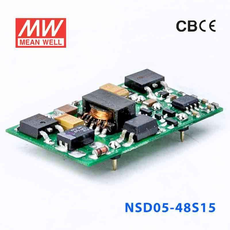 Mean Well NSD05-48S15 DC-DC Converter - 4.95W - 18~72V in 15V out 333mA
