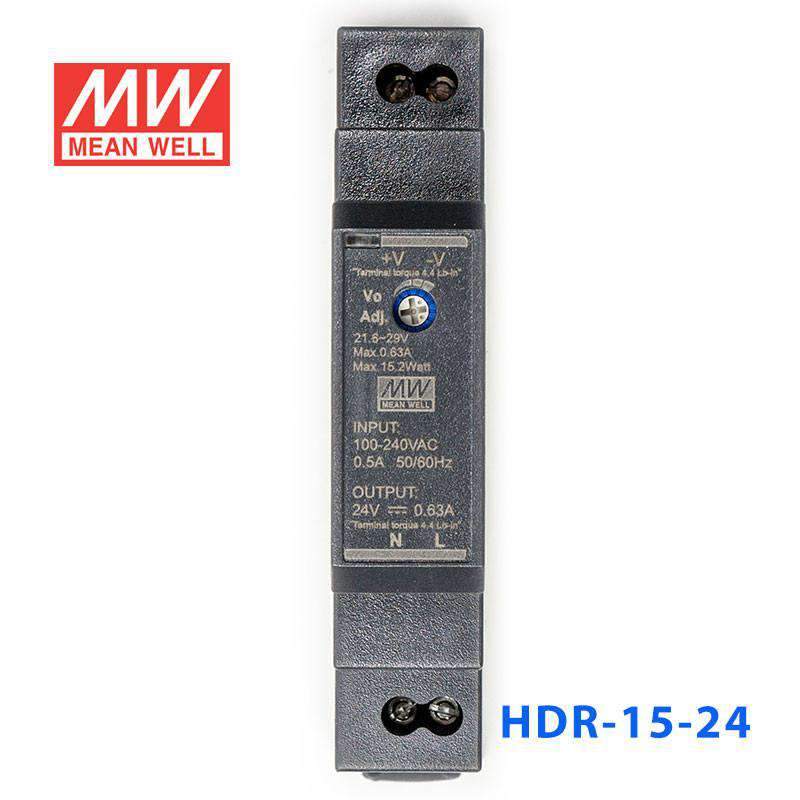 Mean Well HDR-15-24 Ultra Slim Step Shape Power Supply 15W 24V - DIN Rail - PHOTO 1