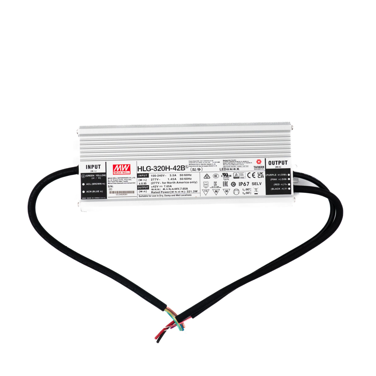 Mean Well HLG-320H-42B Power Supply 320W 42V- Dimmable 7.65A - PHOTO 1