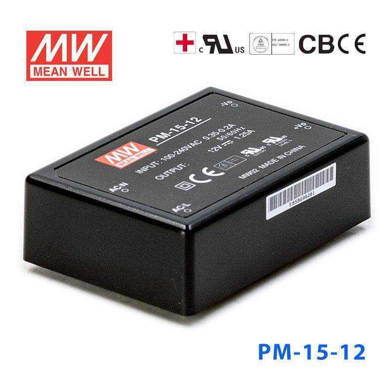 Mean Well PM-15-12 Power Supply 15W 12V 1.25A