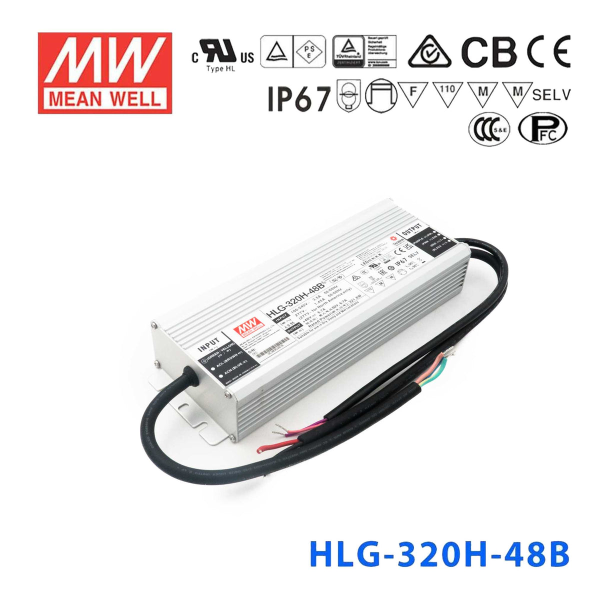 Mean Well HLG-320H-48B Power Supply 320W 48V- Dimmable 6.7A