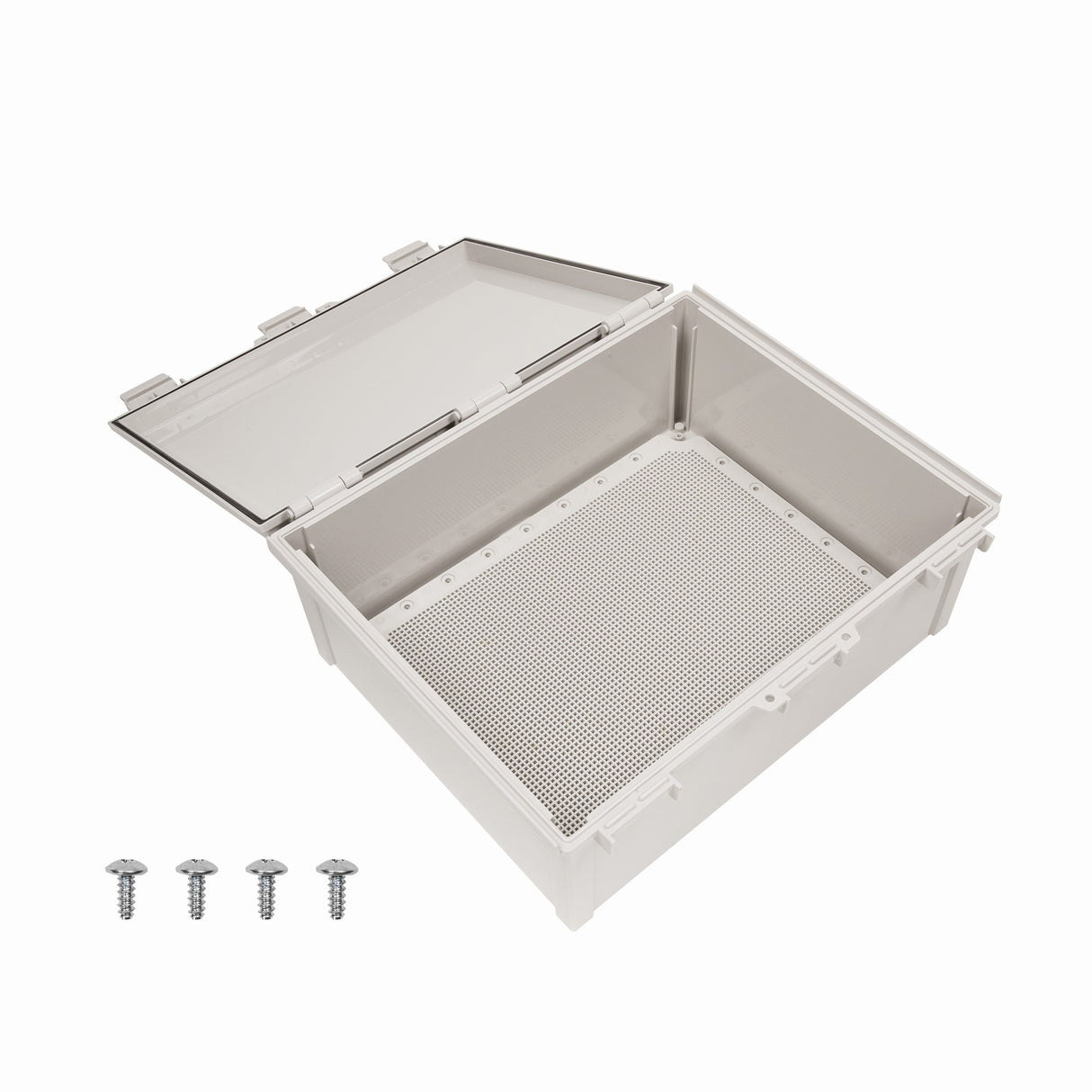 Boxco Q-Series 15.75 x 17.72 x 7.87 Inches(400 x 500 x 200mm) Plastic Enclosure, IP67, IK08, ABS, Grey Cover, Hinge Type with Plate - PHOTO 3