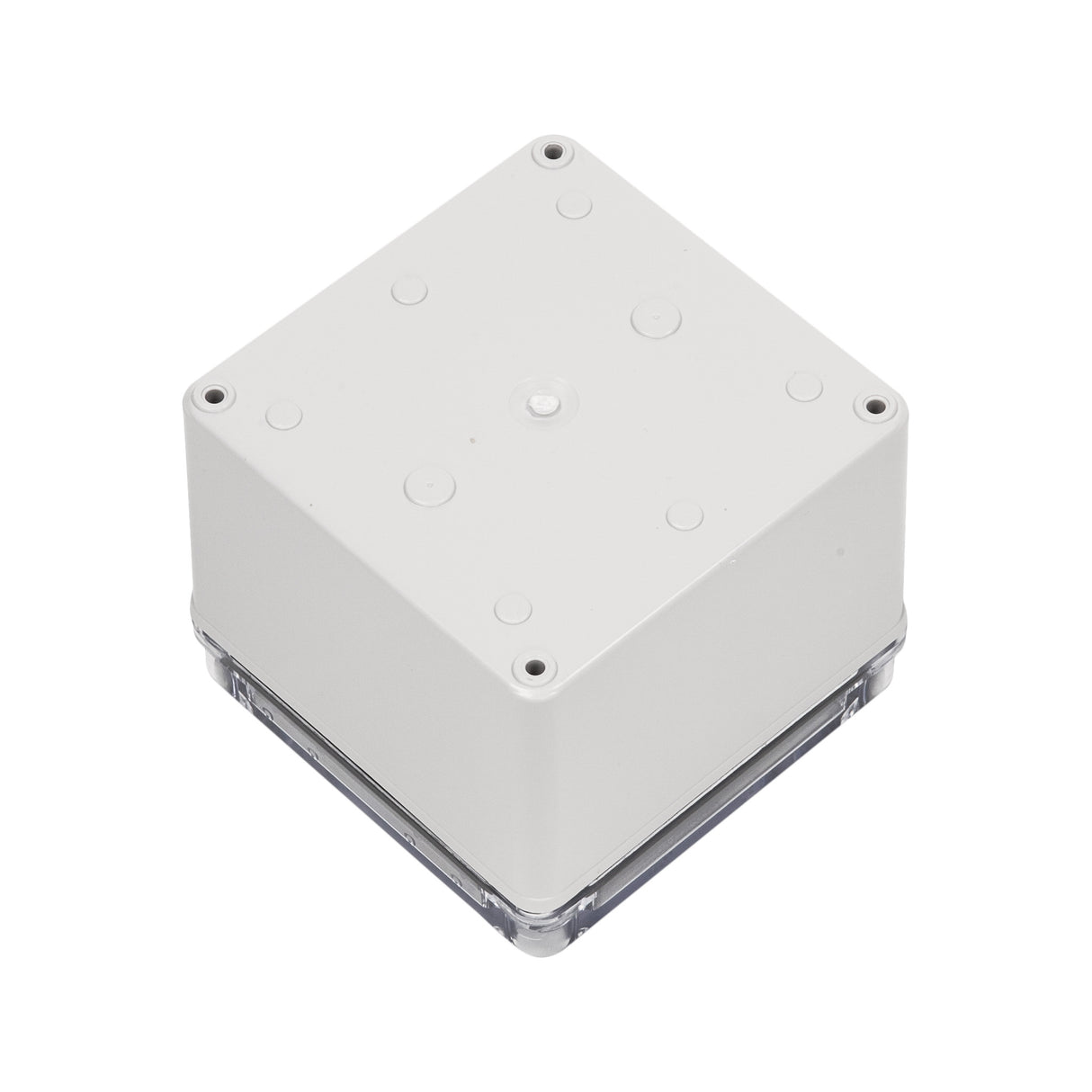 Boxco S-Series 4.92 x 4.92 x 3.94 Inches(125x125x100mm) Plastic Enclosure, IP67, IK08, ABS, Transparent Cover, Screw Type - PHOTO 1