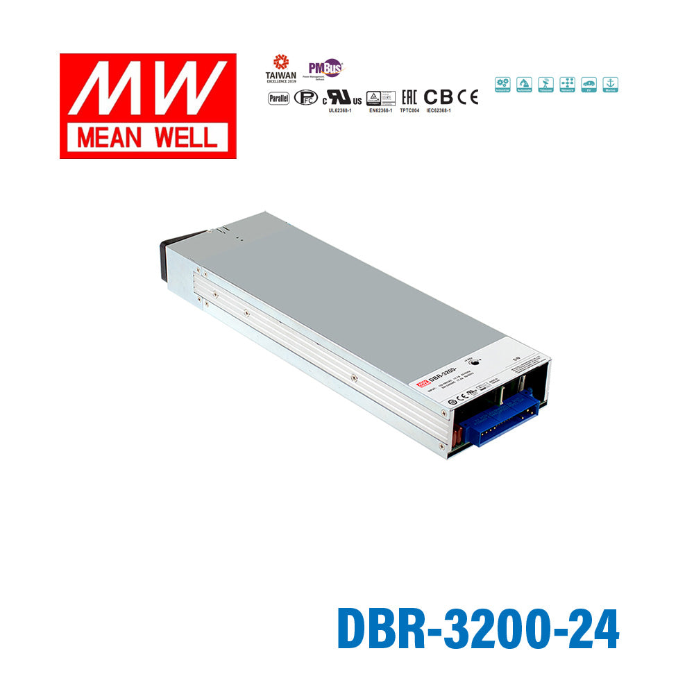 Mean Well DBR-3200-24 Rack Mountable Front End Battery Charger 3200W 24V 110A