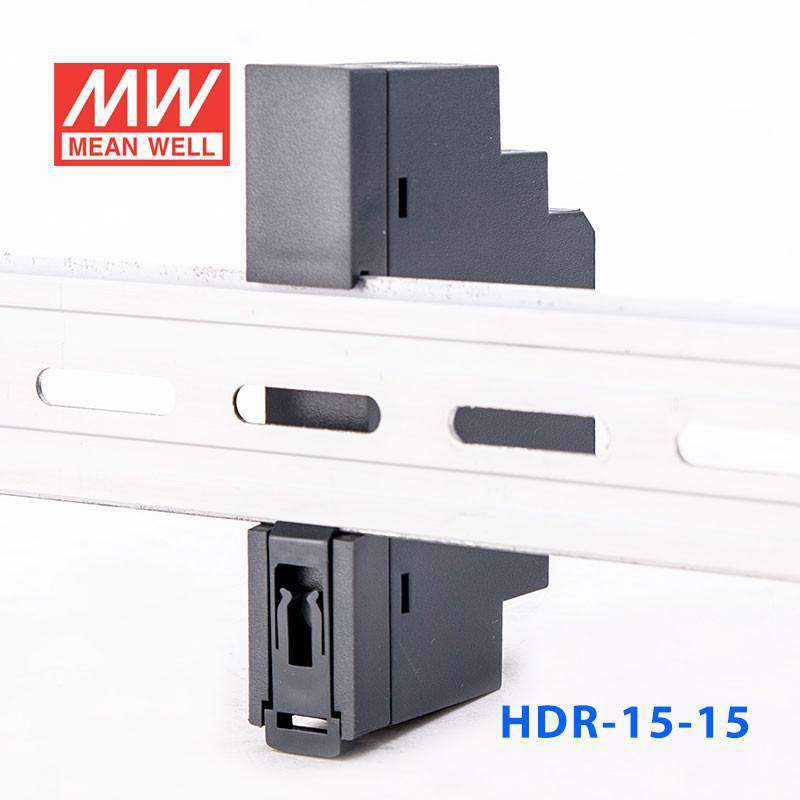 Mean Well HDR-15-15 Ultra Slim Step Shape Power Supply 15W 15V 1A - DIN Rail