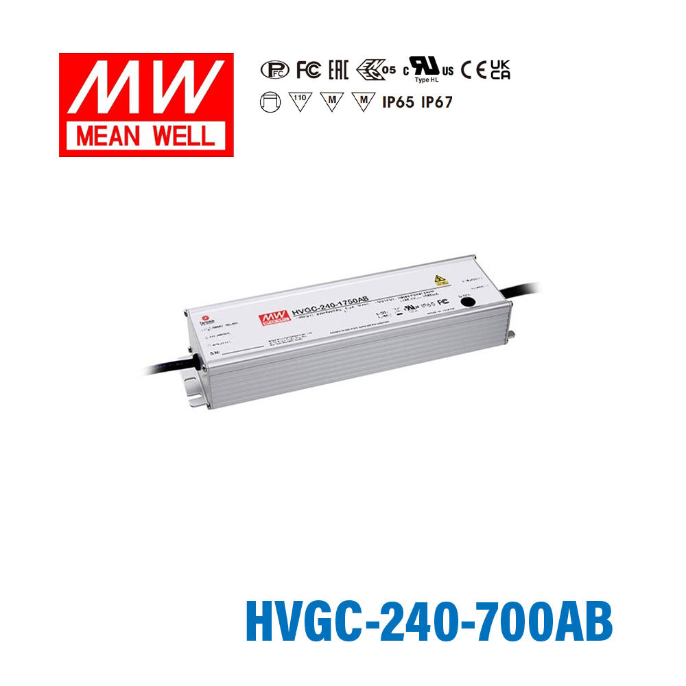 Mean Well HVGC-240-700AB Power Supply 240W 700mA - Adjustable and Dimmable