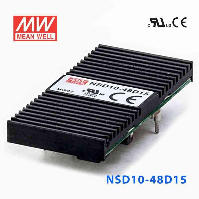 Mean Well NSD10-48D15 DC-DC Converter - 9.9W - 22~72V in ±15V out 333mA