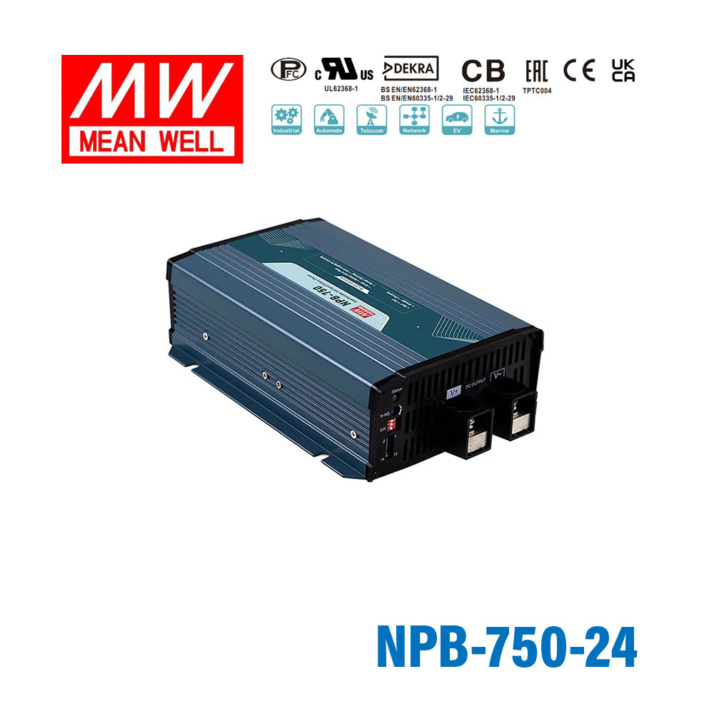 Mean Well NPB-750-24 Battery Charger 756W 24V - Suitable for Lead-acid and Li-ion 22.5A