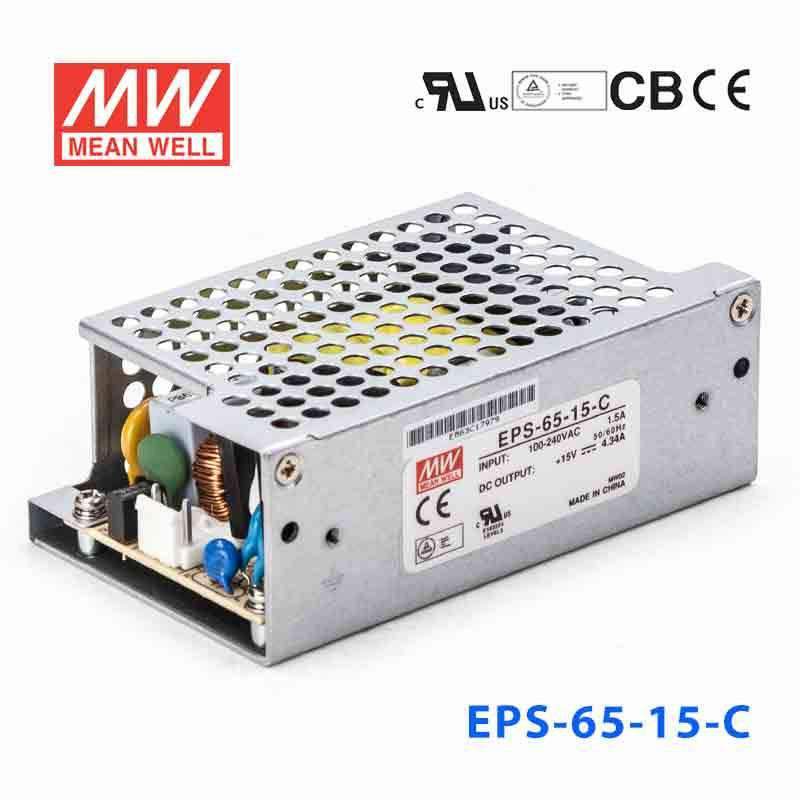 Mean Well EPS-65-15-C Power Supply 65W 15V 4.34A