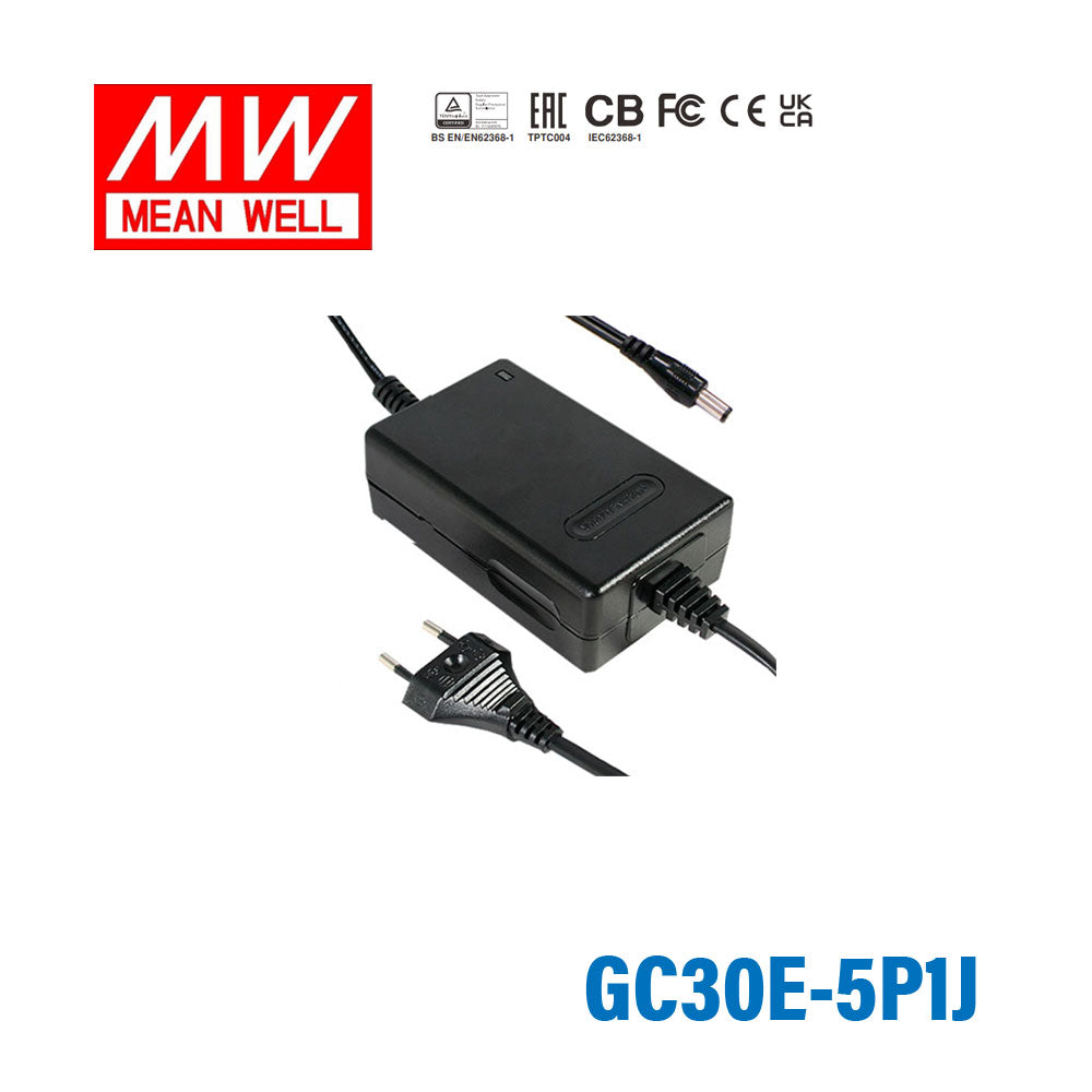 Mean Well GC30E-5P1J Portable Chargers 27W 16.8V 1.6A - Green Adaptor