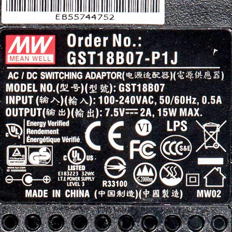 Mean Well GST18B07-P1J Power Supply 15W 7.5V 2A