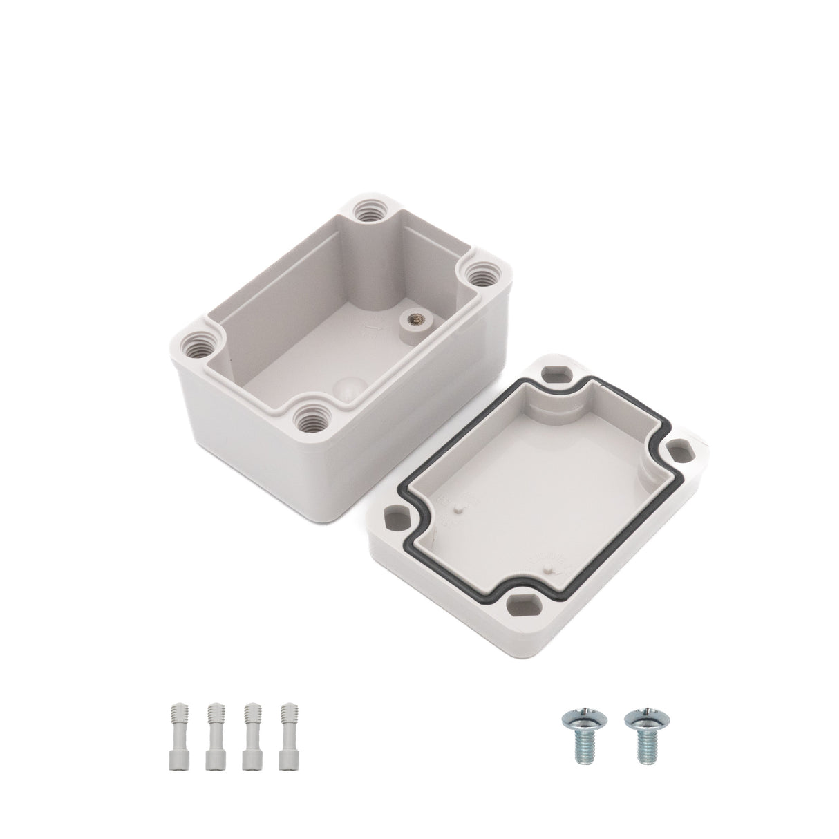 Boxco S-Series 2.56 x 3.74 x 2.17 Inches(65x95x55mm) Plastic Enclosure, IP67, IK08, ABS, Grey Cover, Screw Type - PHOTO 1