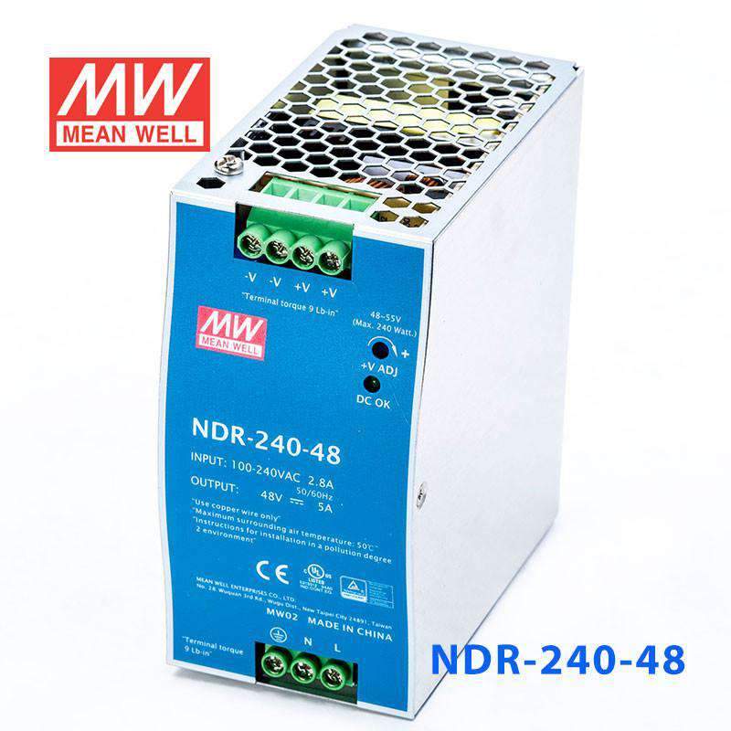 Mean Well NDR-240-48 Single Output Industrial Power Supply 240W 48V 5A - DIN Rail - PHOTO 1