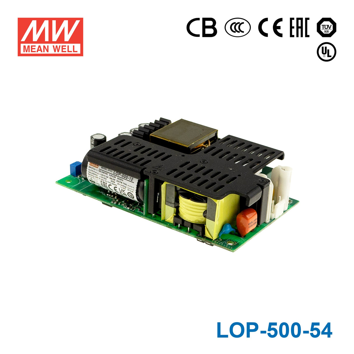 Mean Well LOP-500-54 500W 5"×3" Low Profile Open Frame Power Supply 54V 6A