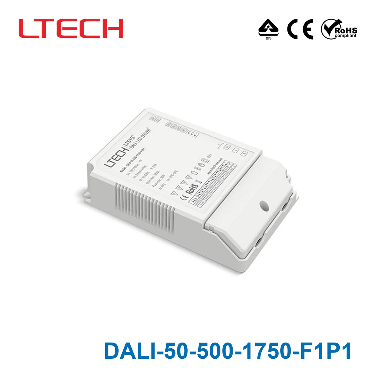 LTECH DALI-50-500-1750-F1P1 50W 500mA ~ 1750mA CC Dali LED Driver - Selectable Output