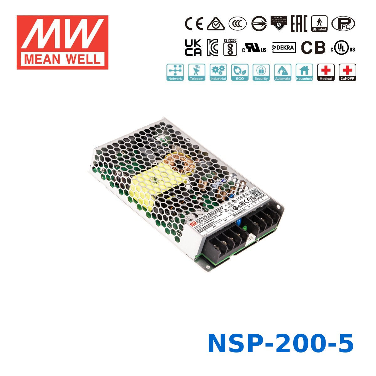 Mean Well 200W High Reliable Multi-Industries Power Supply 5V 40A