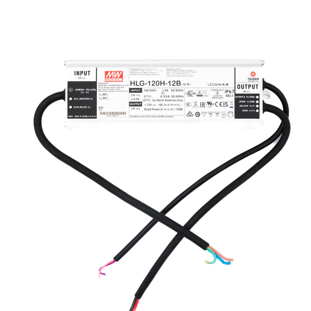 Mean Well HLG-120H-12B Power Supply 120W 12V - Dimmable 10A - PHOTO 1