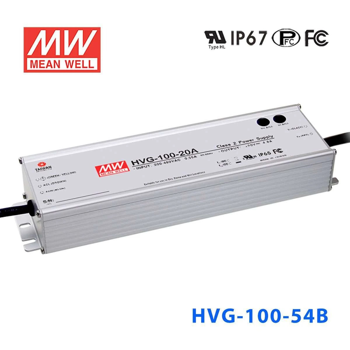 Mean Well HVG-100-54AB Power Supply 100W 54V - Adjustable and Dimmable 1.77A