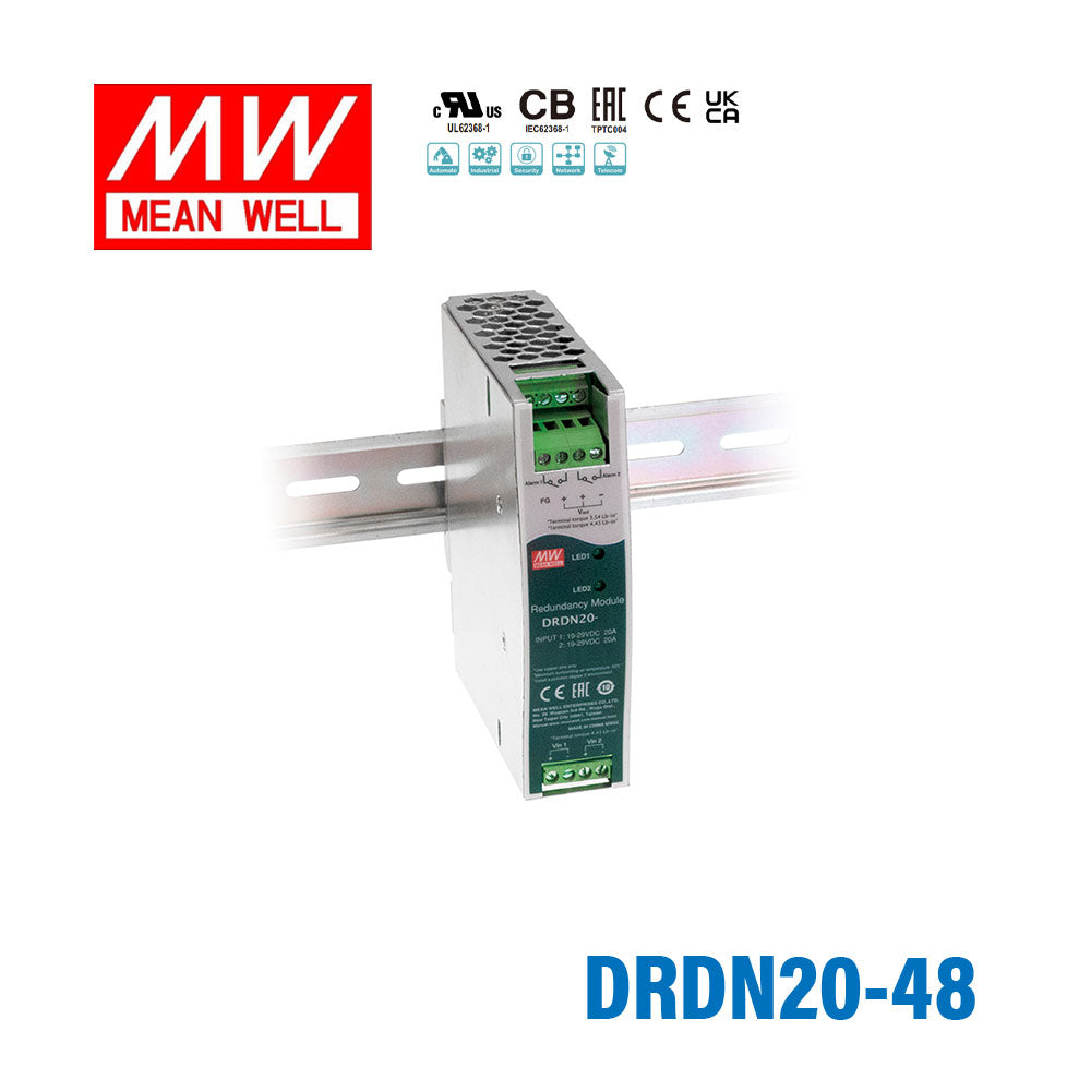 Mean Well DRDN20-48 Redundancy Module Power Supply 20A - DIN Rail