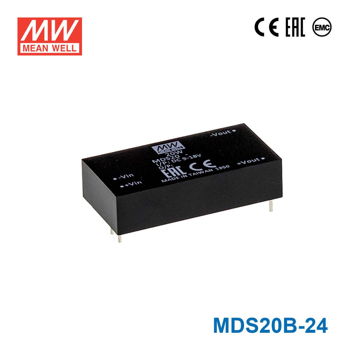 Mean Well MDS20B-24 DC-DC Converter - 20W - 18~36V in 24V out 833mA