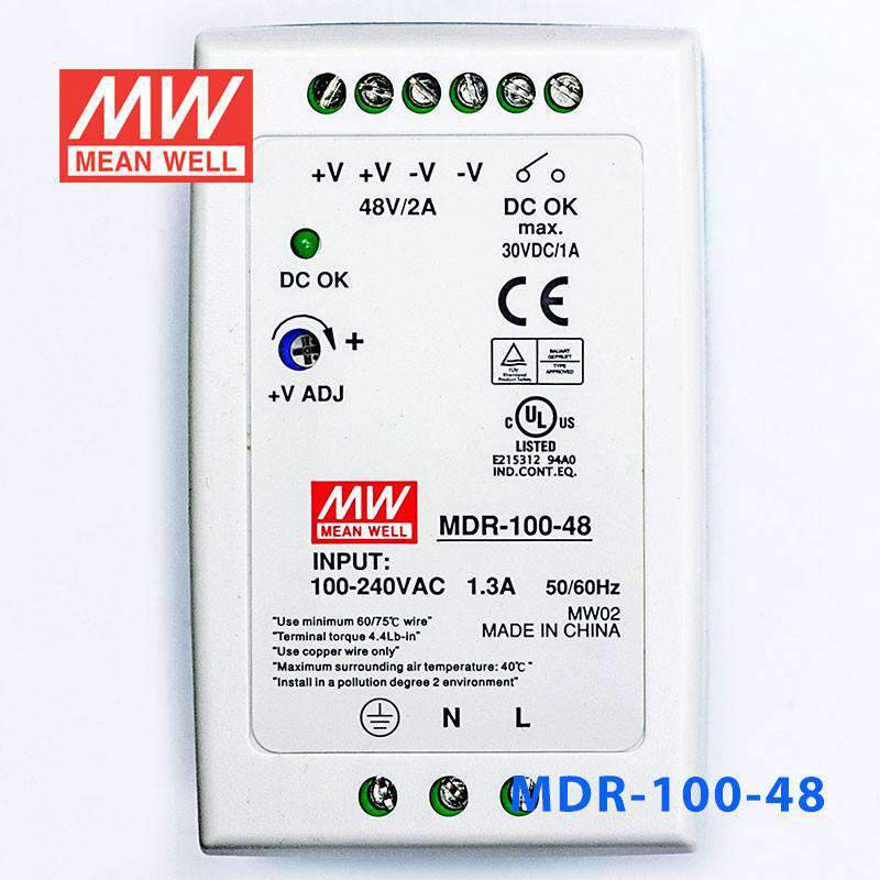 Mean Well MDR-100-48 Single Output Industrial Power Supply 100W 48V - DIN Rail