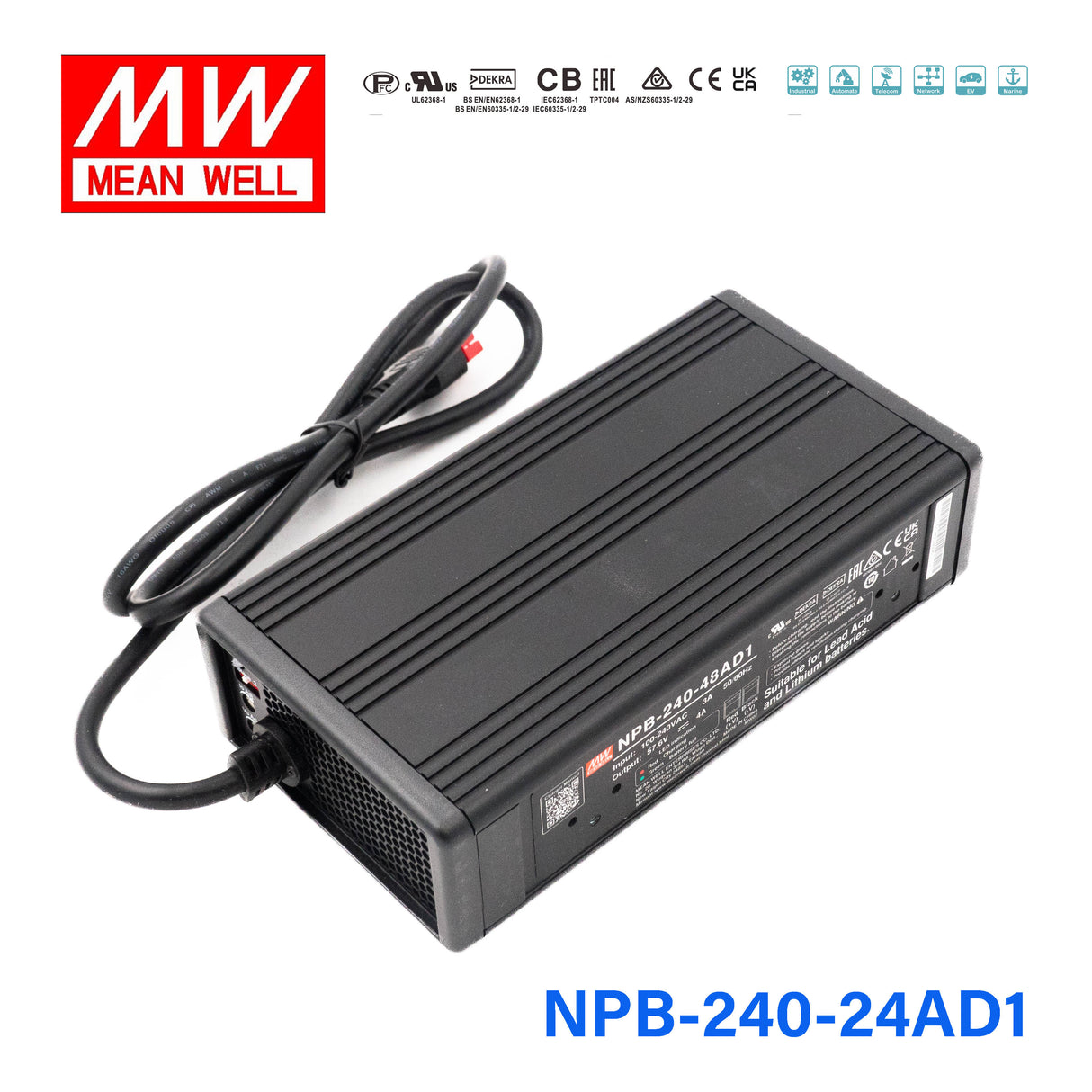 Mean Well NPB-240-24AD1 Battery Charger 240W 24V Anderson Connector 8A
