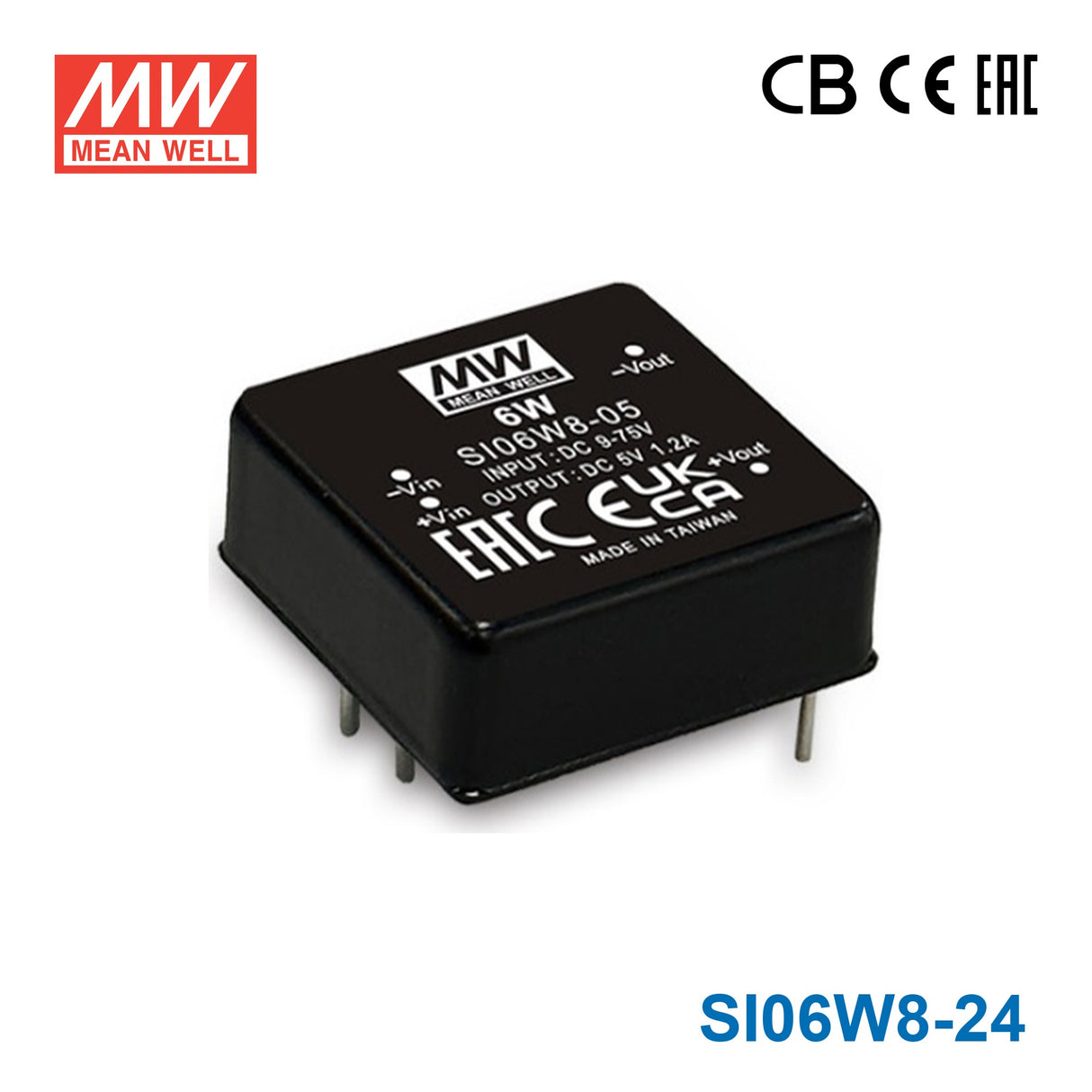 Mean Well SI06W8-24 8:1 Ultra-Wide Input DC-DC Regulated Converter, Single Output 6W 24V 250mA