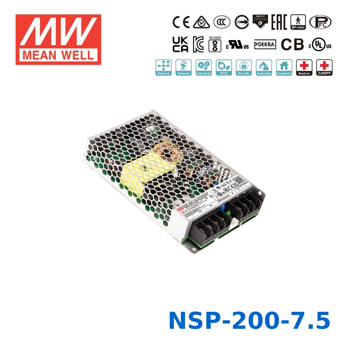 Mean Well 201W High Reliable Multi-Industries Power Supply 7.5V 26.8A