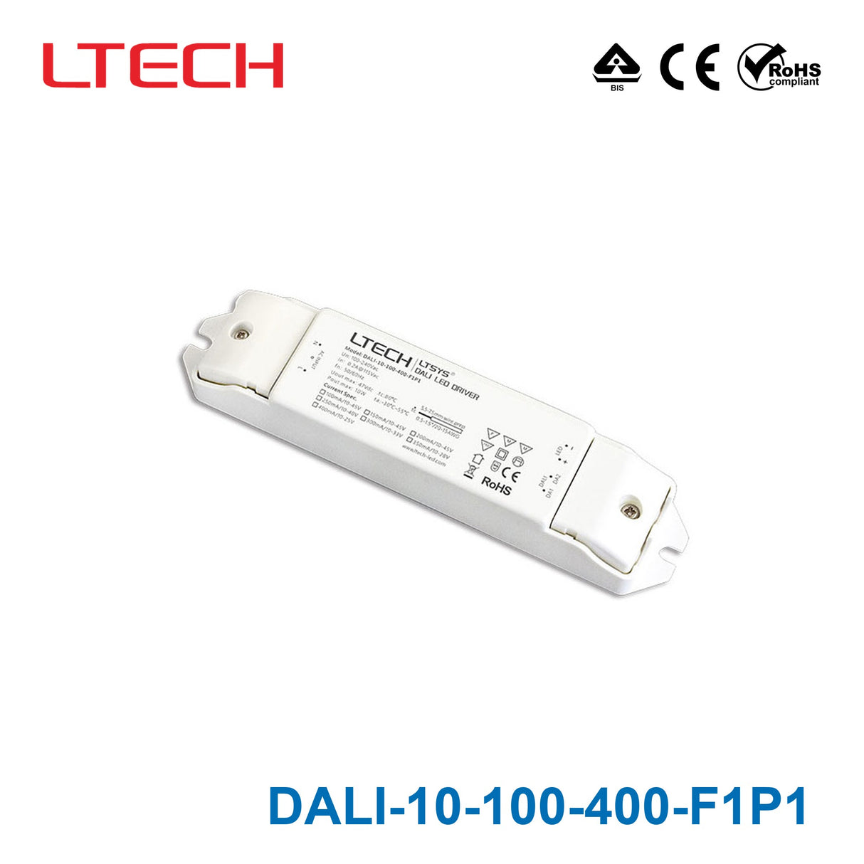LTECH DALI-10-100-400-F1P1 10W 100mA ~ 400mA CC Dali LED Driver - Selectable Output