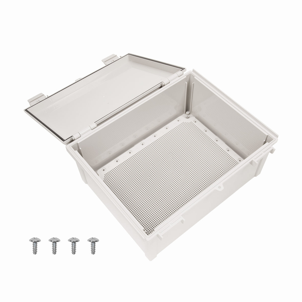 Boxco Q-Series 13.78 x 17.72 x 7.87 Inches(350 x 450 x 200mm) Plastic Enclosure, IP67, IK08, ABS, Grey Cover, Hinge Type with Plate - PHOTO 3