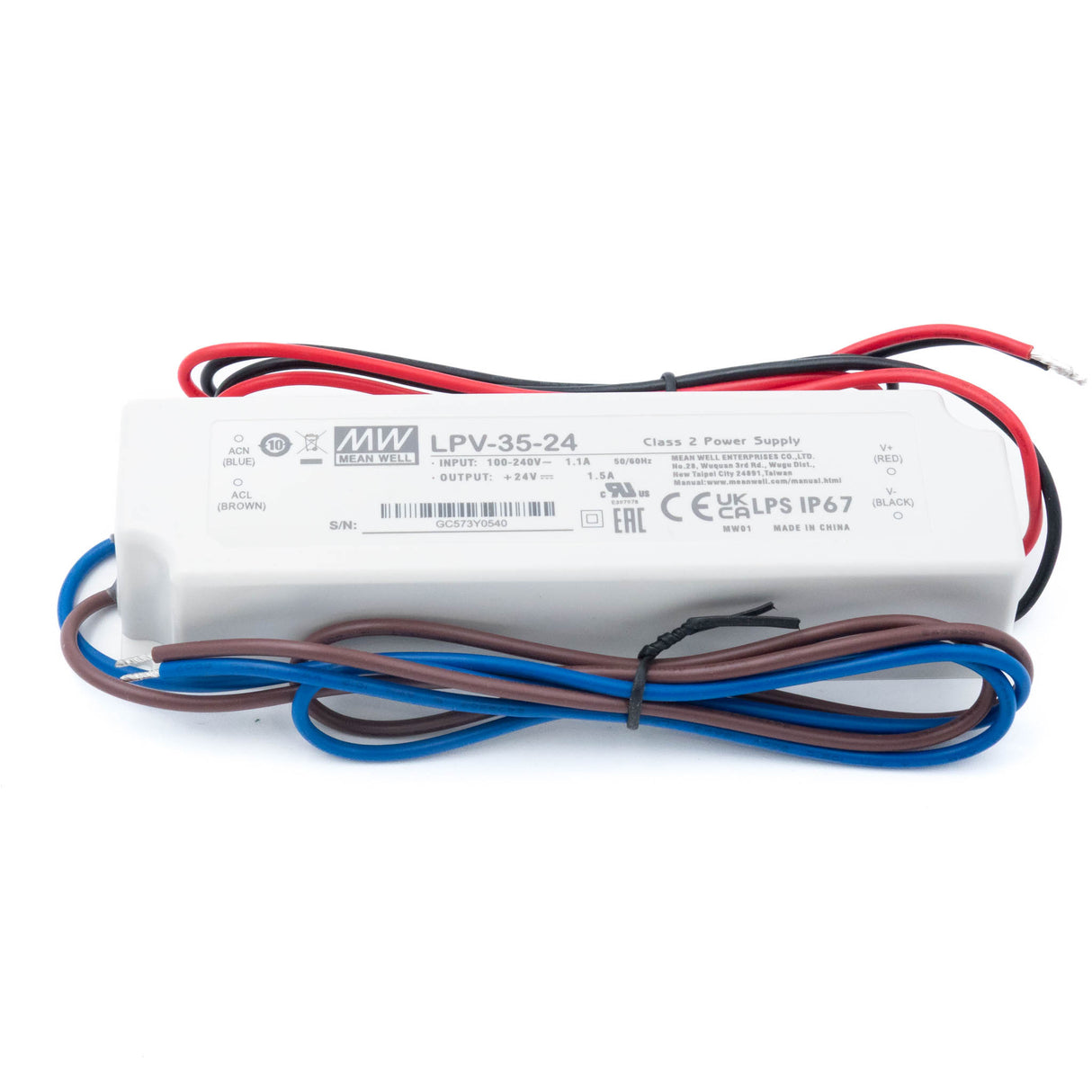 Mean Well LPV-35-24 LED Driver — 36W 24V 1.5A IP67 Waterproof - PHOTO 1