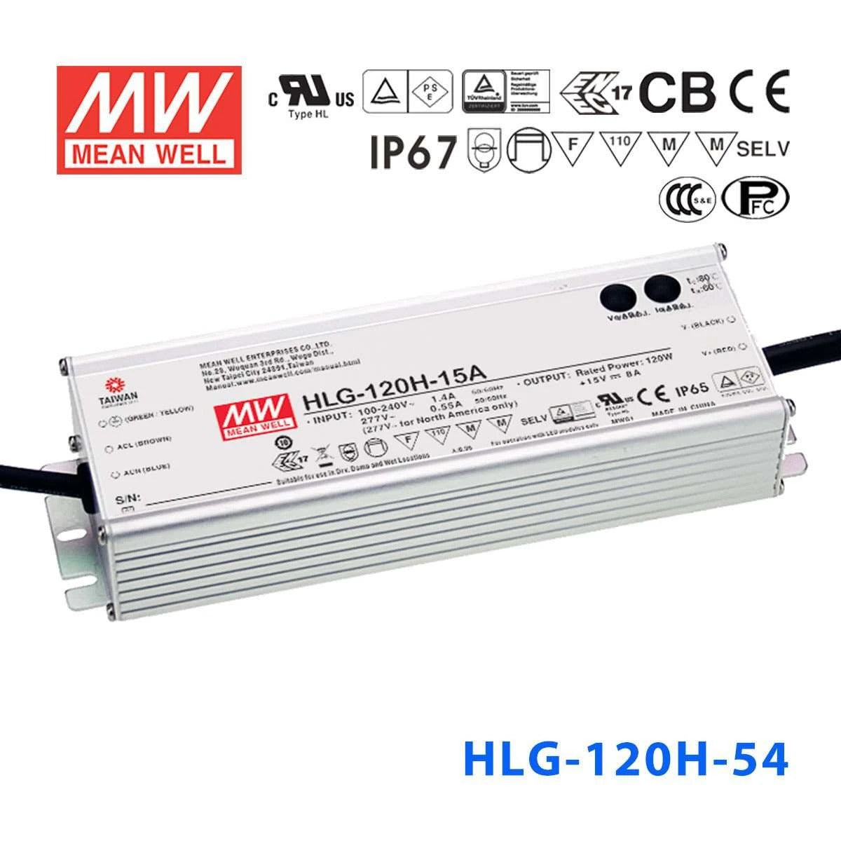 Mean Well HLG-120H-54 Power Supply 120W 54V 2.3A