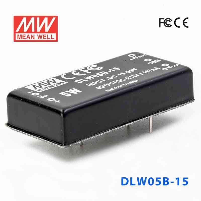 Mean Well DLW05B-15 DC-DC Converter - 5W - 18~36V in ±15V out 167mA