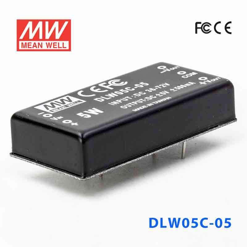Mean Well DLW05C-05 DC-DC Converter - 5W - 36~72V in ±5V out 500mA