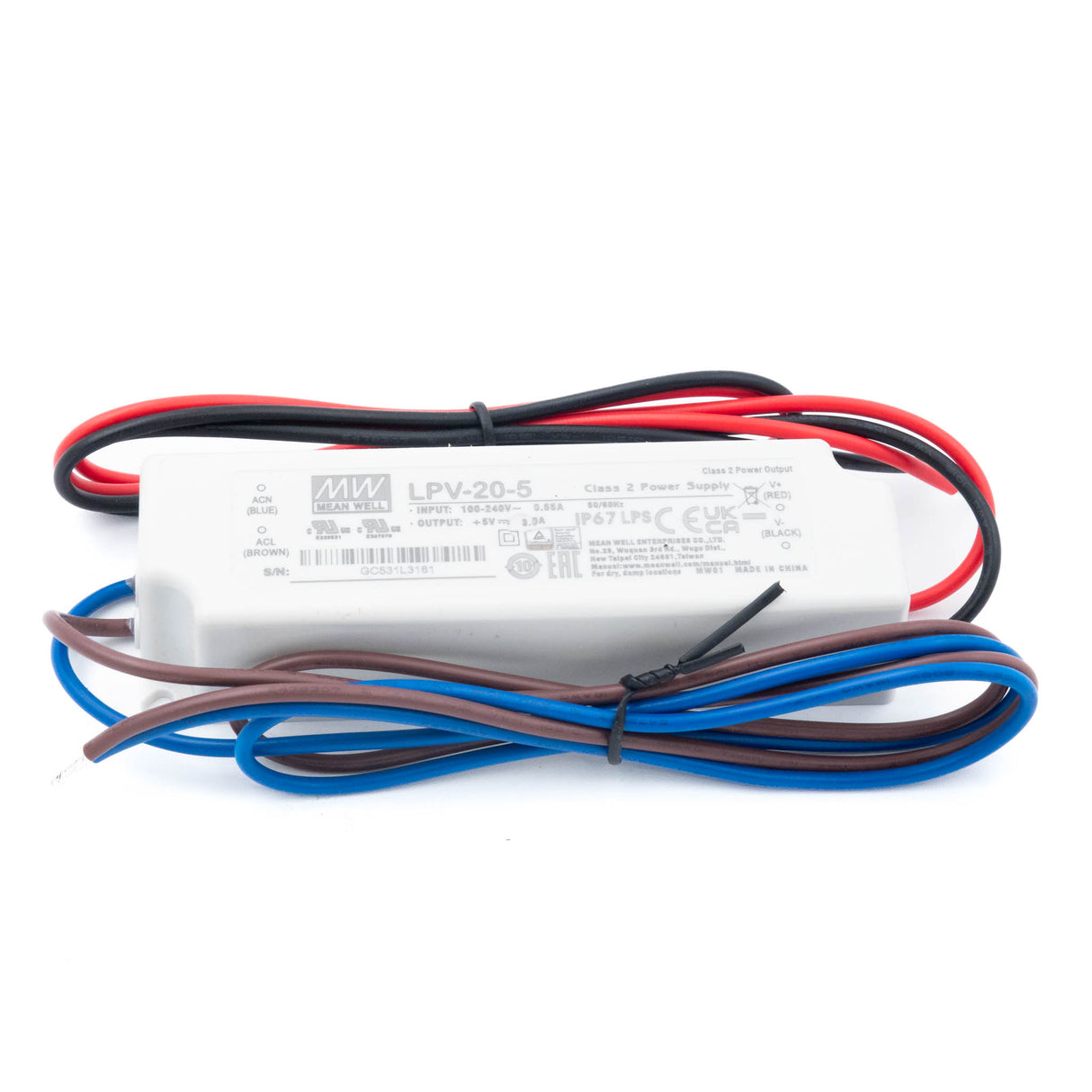 Mean Well LPV-20-5 LED Driver — 15W 5V 3A IP67 Waterproof - PHOTO 1