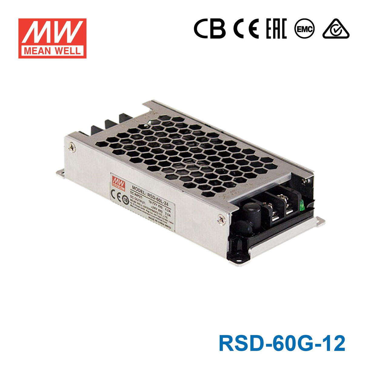 Mean Well RSD-60G-12 DC-DC Converter - 30W - 9~36V in 12V out 5A