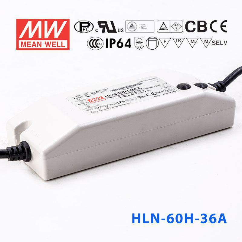 Mean Well HLN-60H-36A Power Supply 60W 36V - IP64, Adjustable 1.7A