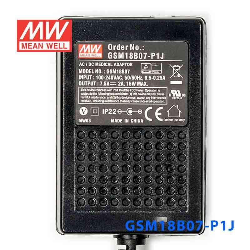 Mean Well GSM18B07-P1J Power Supply 15W 7.5V 2A