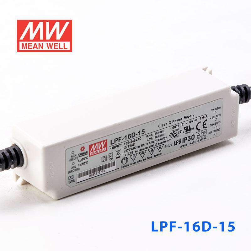 Mean Well LPF-16D-15 Power Supply 16W 15V - Dimmable