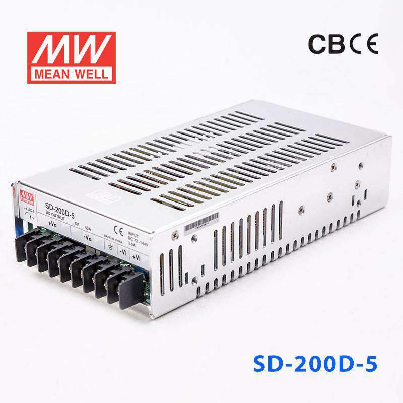 Mean Well SD-200D-5 DC-DC Converter - 200W - 72~144V in 5V out 4.2A