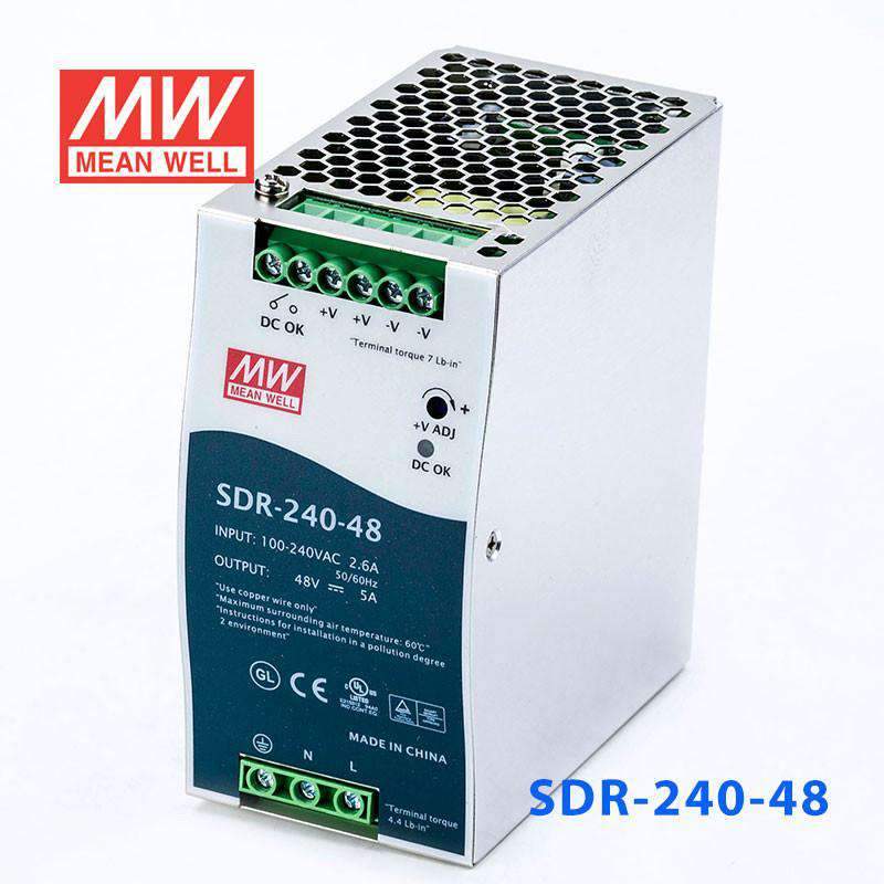 Mean Well SDR-240-48 Single Output Industrial Power Supply 240W 48V 5A - DIN Rail - PHOTO 1