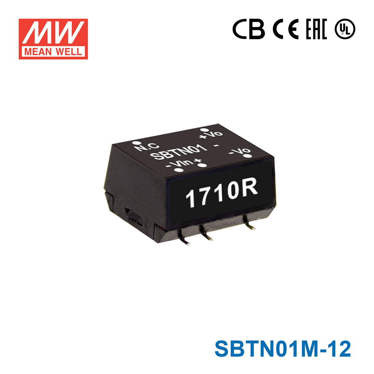 Mean Well SBTN01M-12 DC-DC Converter - 1W 12V DC in 12V out