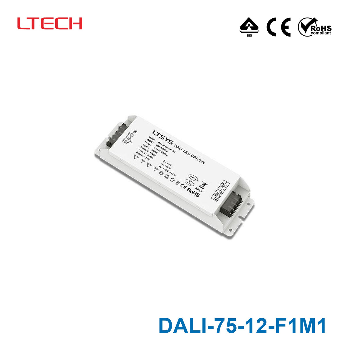 Ltech DALI-75-12-F1M1 75W 12VDC CV DALI LED Driver