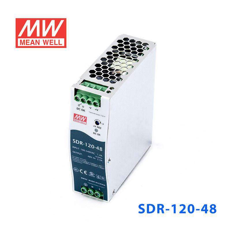 Mean Well SDR-120-48 Single Output Industrial Power Supply 120W 48V 2.5A - DIN Rail - PHOTO 1