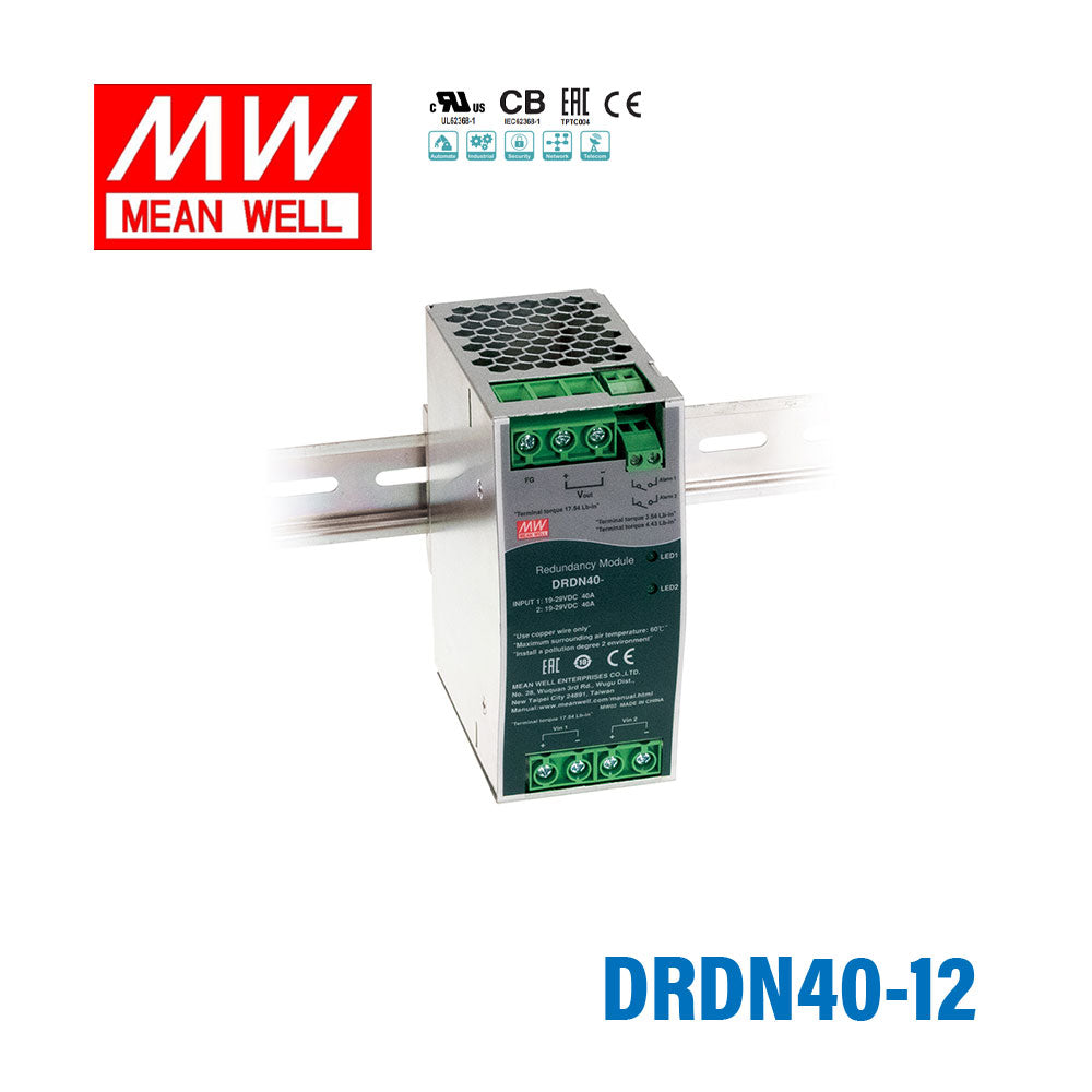 Mean Well DRDN40-12 Redundancy Module Power Supply 40A - DIN Rail