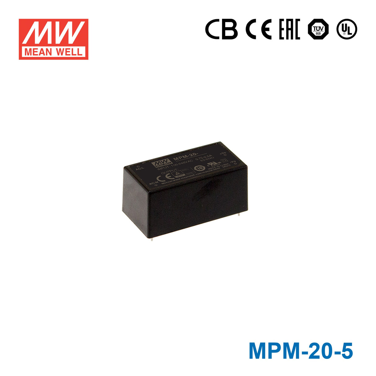 Mean Well MPM-20-5 Power Supply 20W 5V 4A