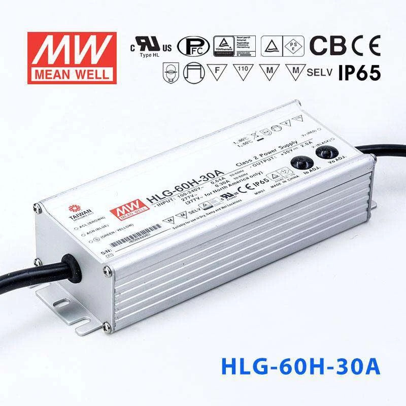 Mean Well HLG-60H-30A Power Supply 60W 30V - Adjustable 2A