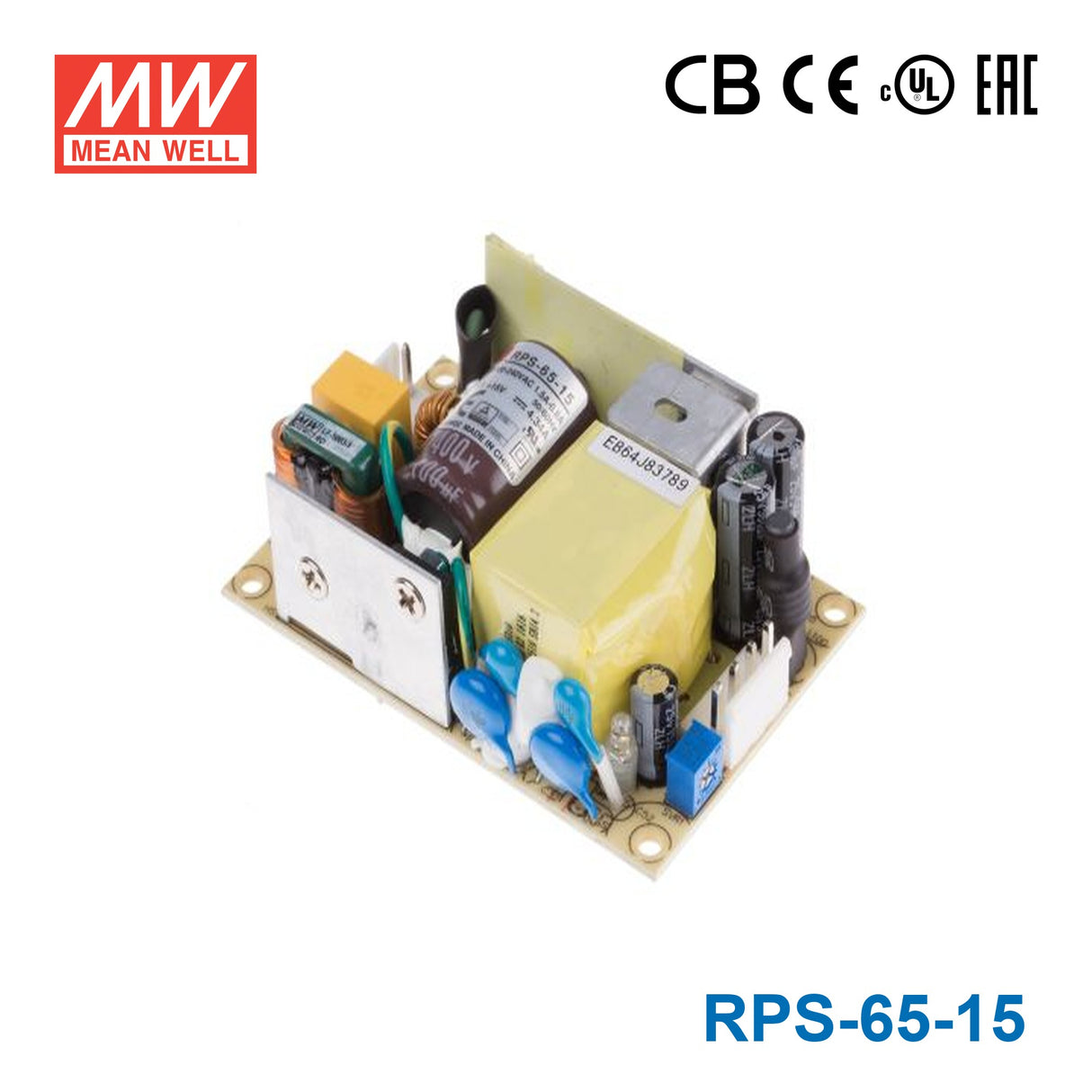 Mean Well RPS-65-15 Green Power Supply W 15V 4.34A - Medical Power Supply