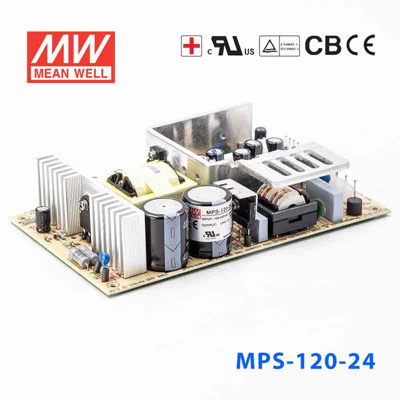 Mean Well MPS-120-24 Power Supply 120W 24V he rated current is based on there being a fan that can provide 25CFM. 5A